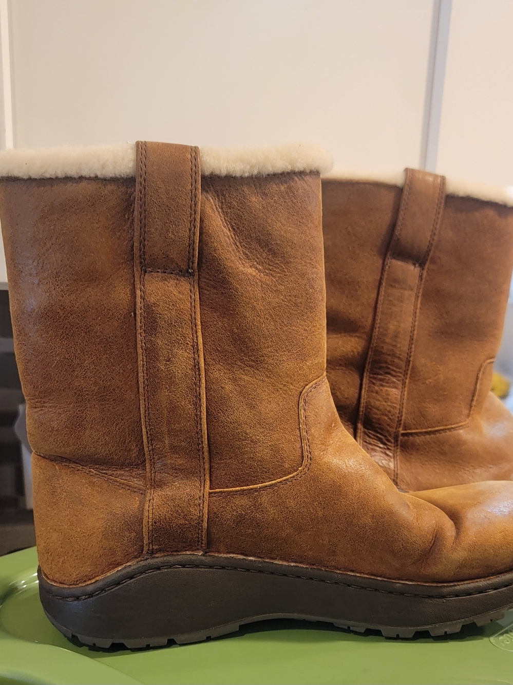 Chaco Brown Leather Shearling-Trim Winter Boots- Mens Size 10.5